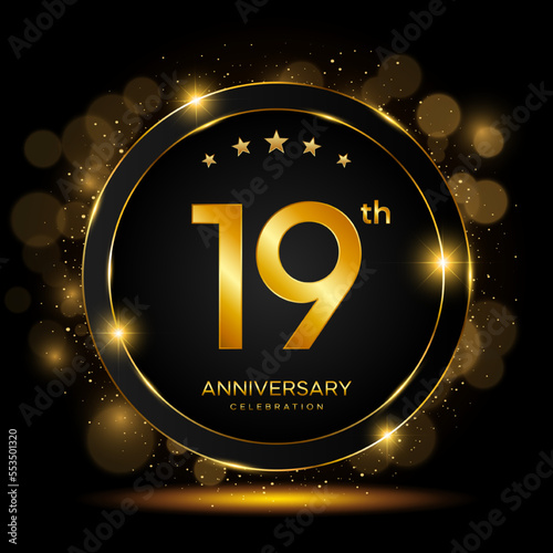 19th Anniversary Celebration. Golden Anniversary Template Design. Logo Vector Illustrations