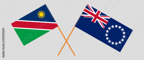 Crossed flags of Namibia and Cook Islands. Official colors. Correct proportion