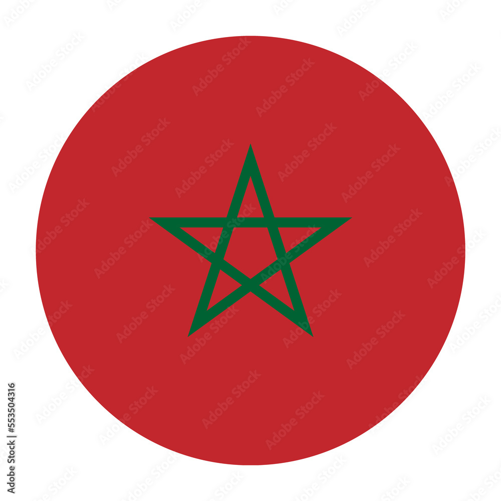 Morocco Flat Rounded Flag with Transparent Background Morocco Flat Rounded Flag with Transparent Background