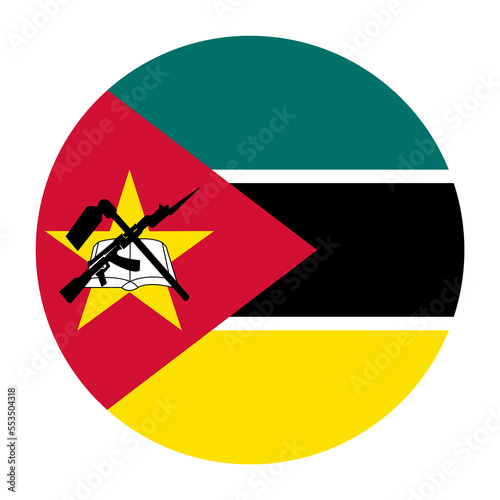 Bild auf Leinwand Mozambique Flat Rounded Flag with Transparent Background