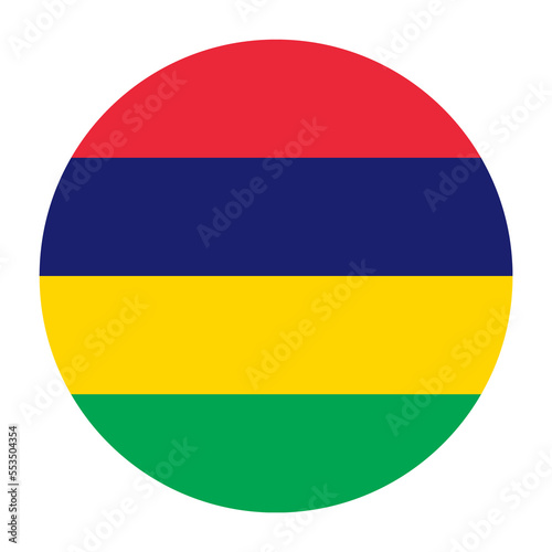 Mauritius Flat Rounded Flag with Transparent Background