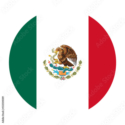 Canvastavla Mexico Flat Rounded Flag with Transparent Background