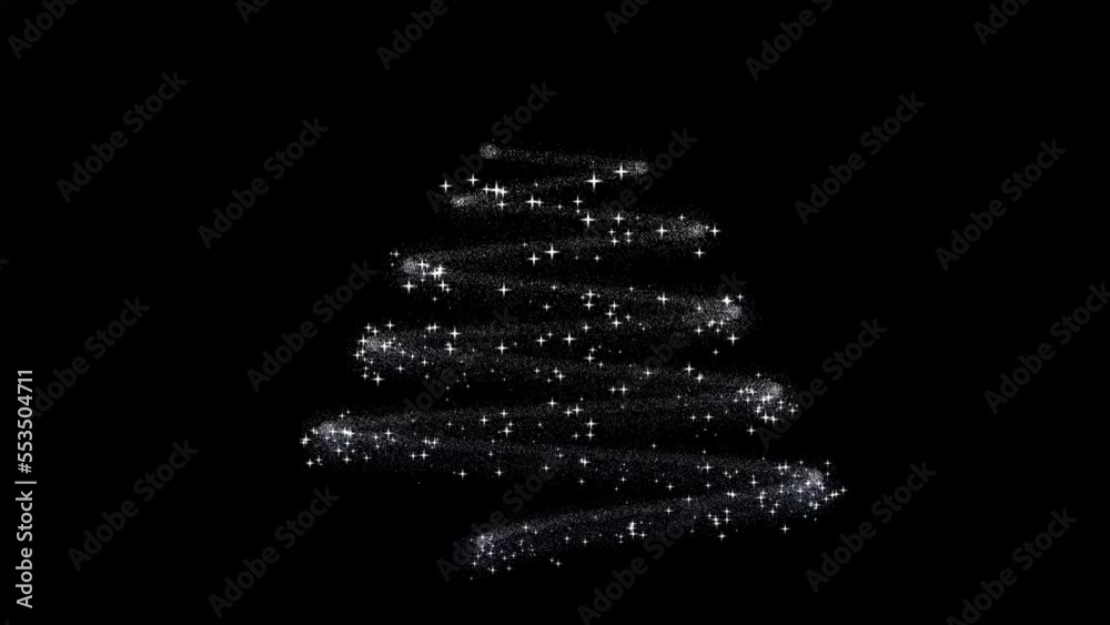Christmas tree glowing line animation. Sparkles effect. Winter holidays motion graphic 