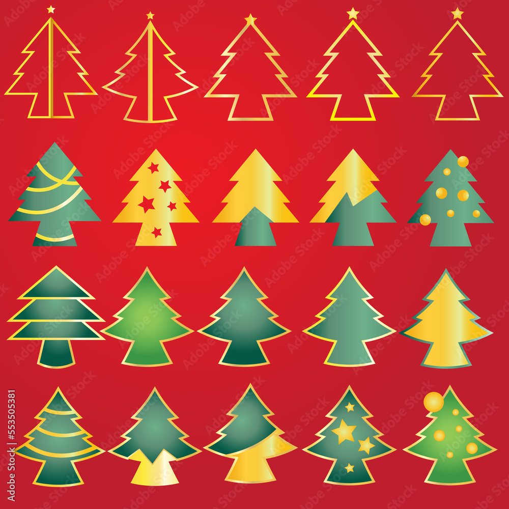 Gold paper christmas tree set Gold paper christmas tree set