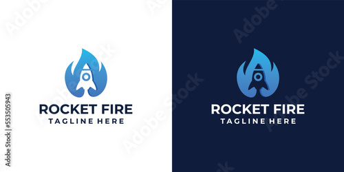 Rocket flame, fire logo design inspiration