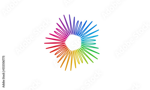 Festive isolated color wheel sunburst graphic design element