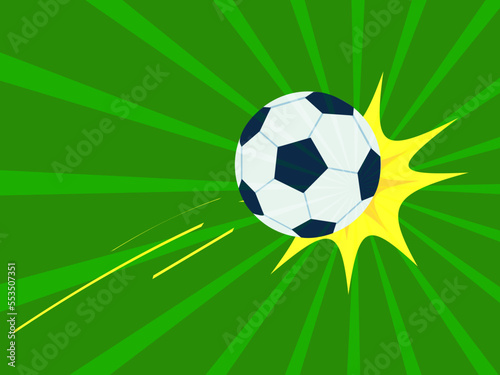 Football goal, ball hitting with bang, pop art