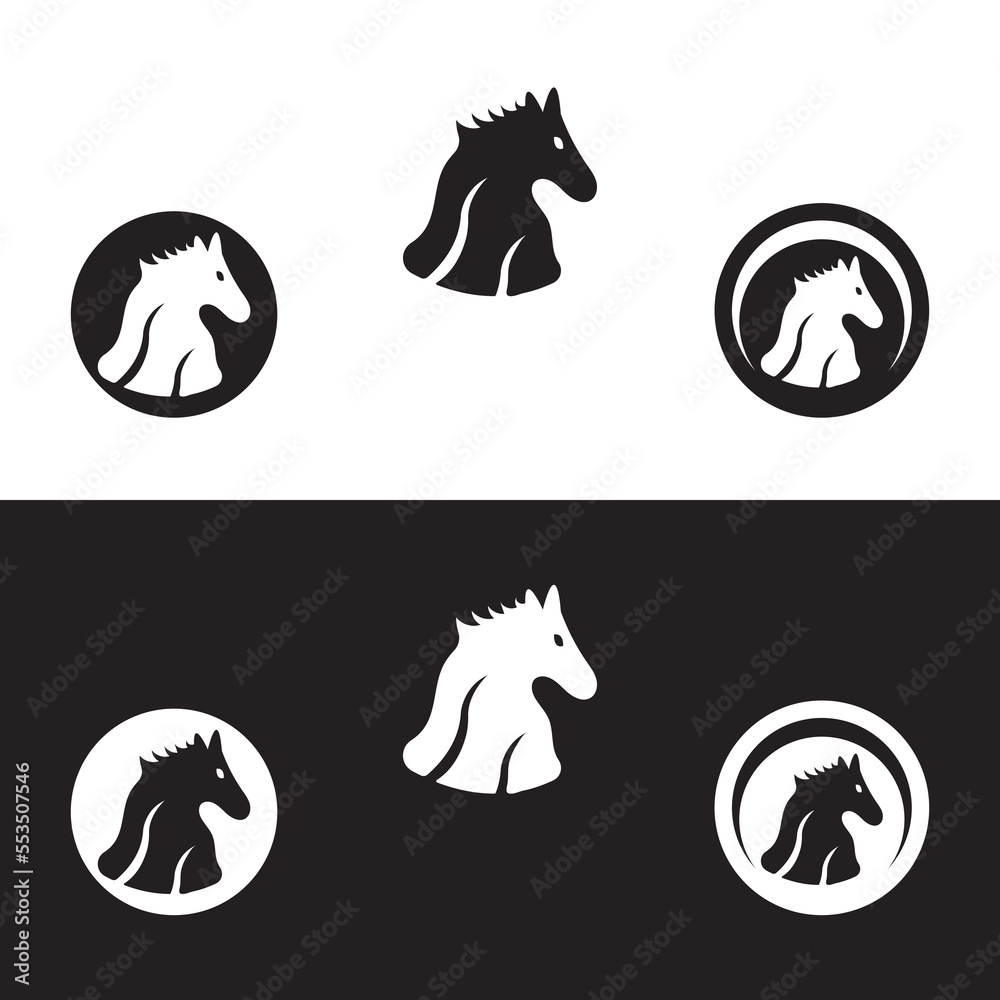 Circle horse animal logo template design . icon logo . silhouette logo 