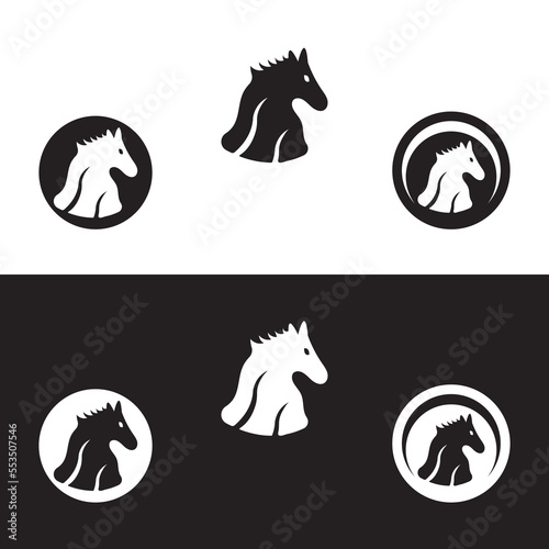  Circle horse animal logo template design . icon logo . silhouette logo 