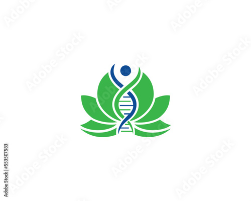 DNA Leaf Lotus Yoga Logo Design Nature Leaf Symbol Vector Icon.