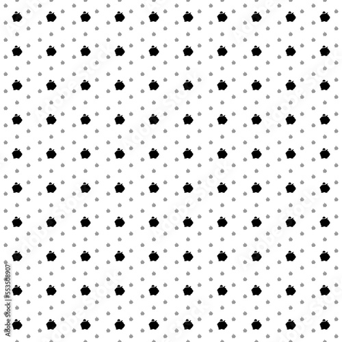 Square seamless background pattern from geometric shapes are different sizes and opacity. The pattern is evenly filled with black piggy bank symbols. Vector illustration on white background