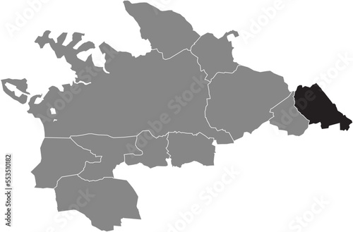 Black flat blank highlighted location map of the WEIGHEIM QUARTER inside gray administrative map of VILLINGEN-SCHWENNINGEN, Germany