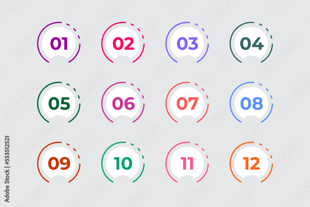Bullet Points Numbers from One to Twelve Bullet Points Numbers from One to Twelve