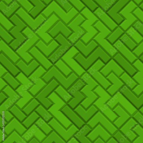 Abstract seamless pattern made of tetris blocks in green colors