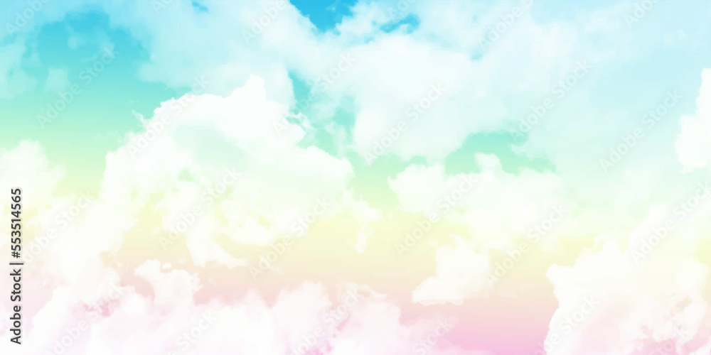 Beautiful feather clouds on pastel sky with copy space