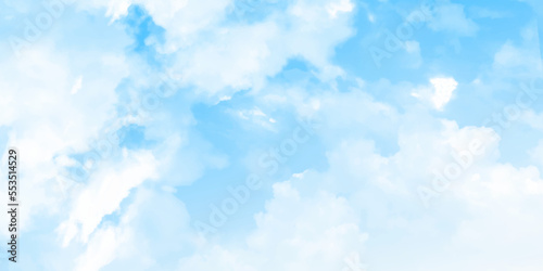 Light blue sky and white clouds. On a clear sky, floating clouds.. Background with clouds on blue sky. Blue Sky vector