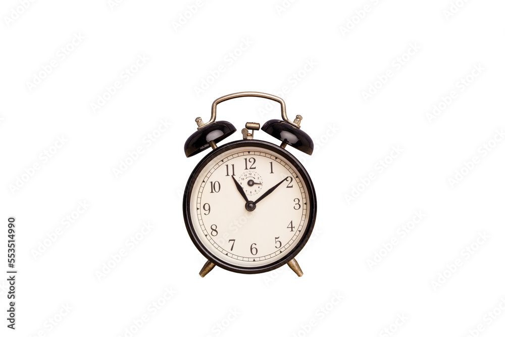Black alarm clock isolated on white background Black alarm clock isolated on white background