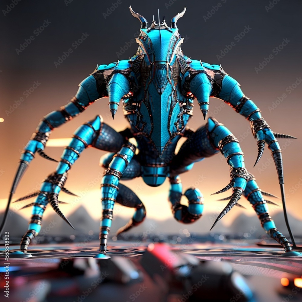Alien insectoid robots race pack . Generative AI Alien insectoid robots race pack . Generative AI