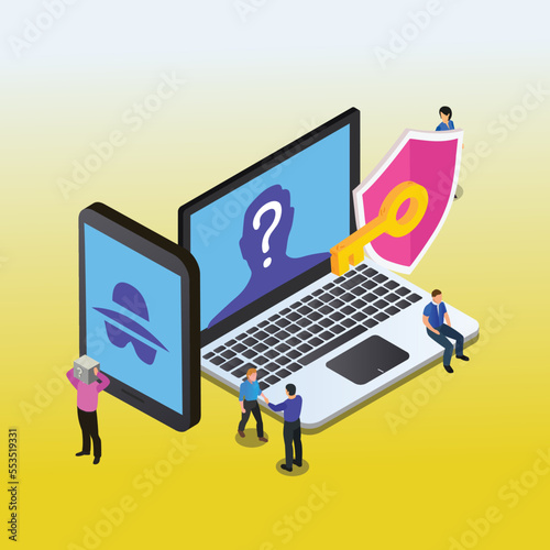 Online security isometric 3d vector illustration concept for banner, website, illustration, landing page, flyer, etc.