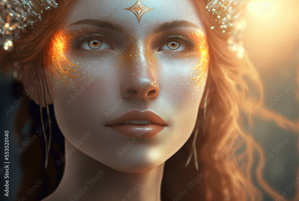 Goddess of Light. Generative AI, non-existent person. Goddess of Light. Generative AI, non-existent person.