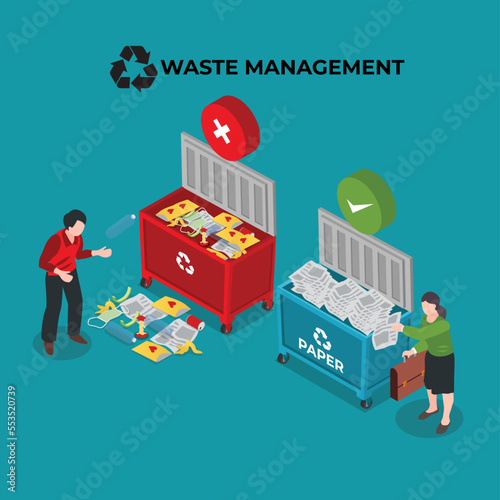 separate waste collection isometric 3d vector illustration concept for banner, website, illustration, landing page, flyer, etc.