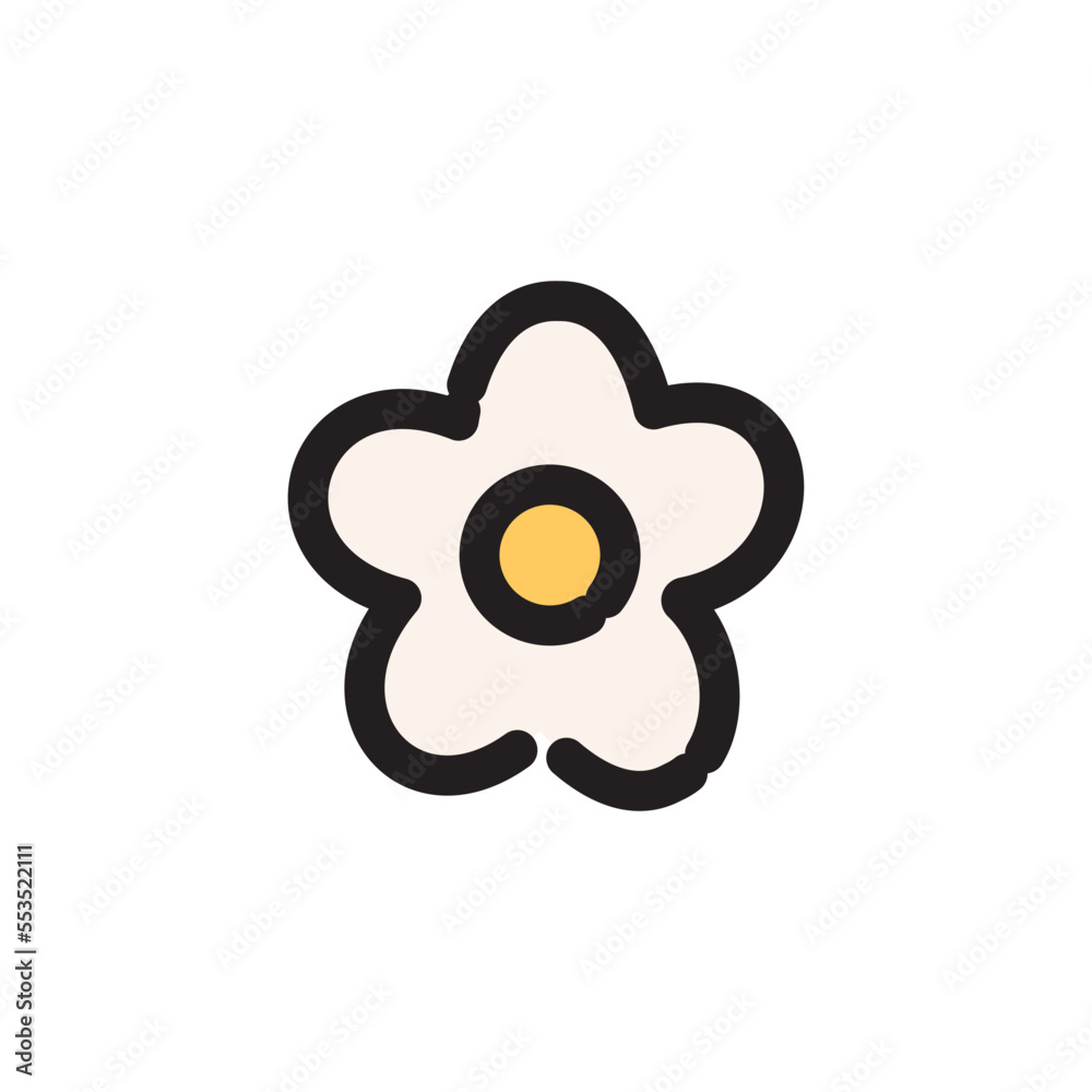Fototapeta premium Hand drawn cute flower top doodle kids icon 