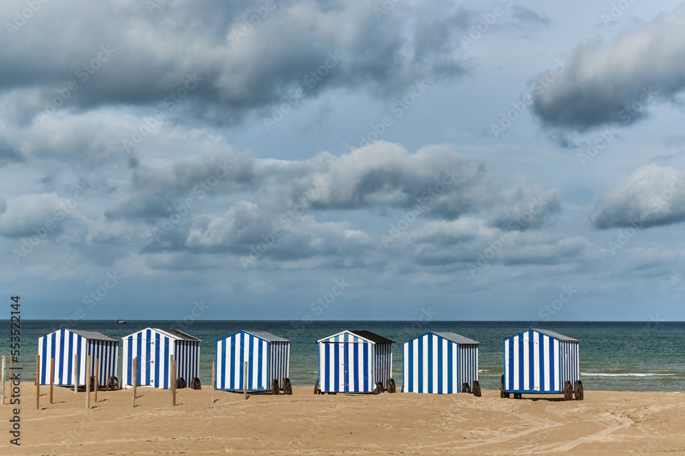 bathing cabins at De Panne beach, Belgium	
