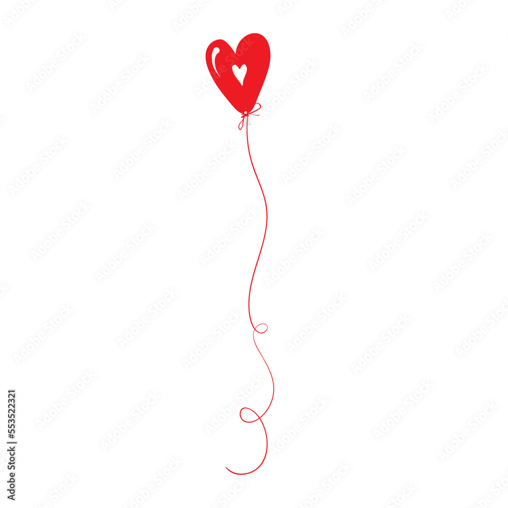 heart shaped balloon hand drawn cute doodle