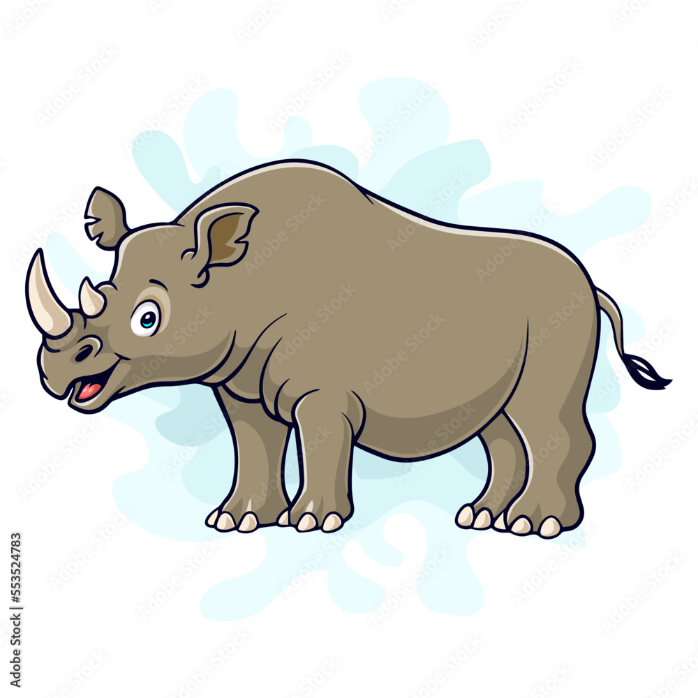 Fototapeta premium Cartoon funny rhinoceros isolated on white background