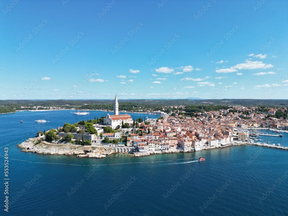 Rovinj Croatia summers day blue sky drone aerial view
