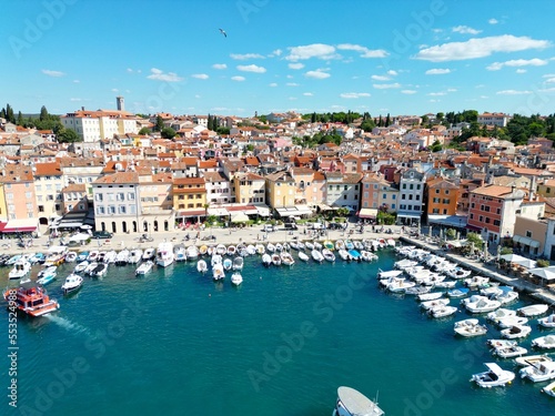 Rovinj Croatia summers day blue sky drone aerial view