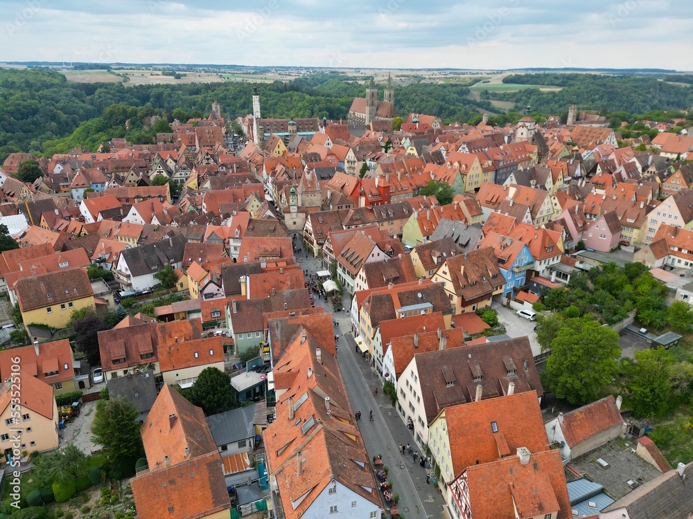 Obraz premium Rothenburg Bavaria Germany drone aerial view