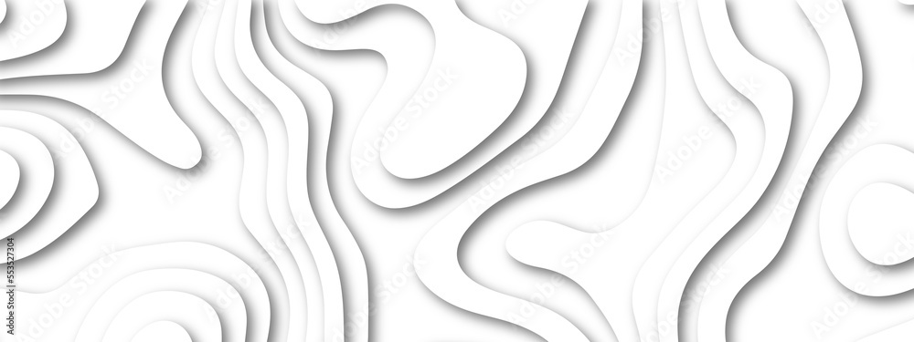 Vector abstract white paper cut banner. White waves decorative papercut design.