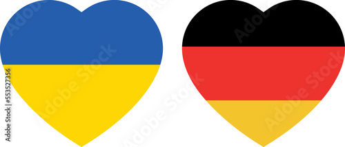 Ukraine And Germany Flags National Europe Emblem Heart Icons. vector