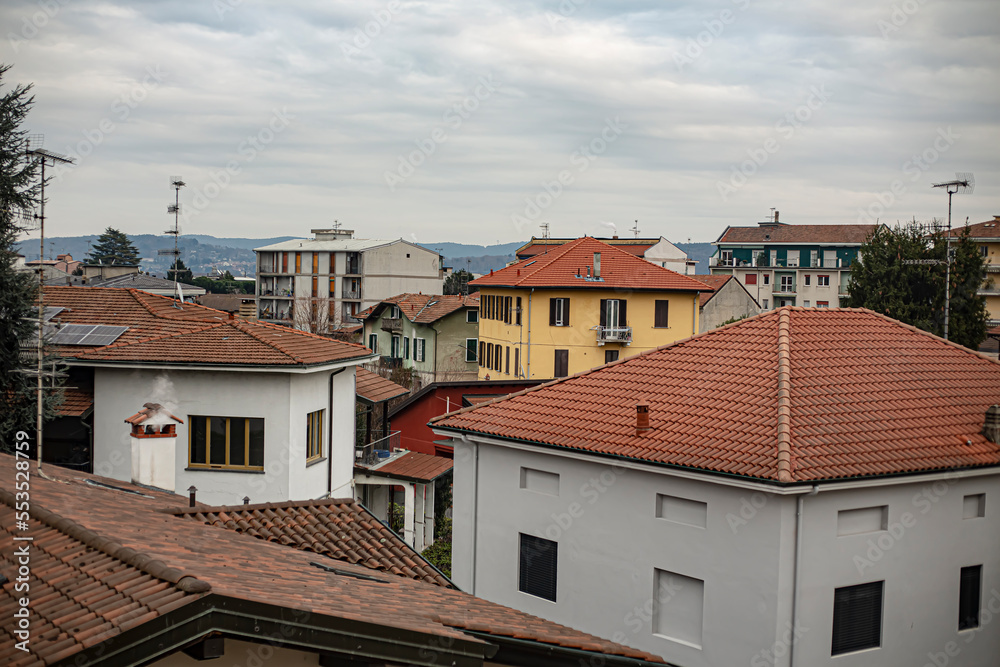 Home City Old Italy Arona Roofs Sky Background