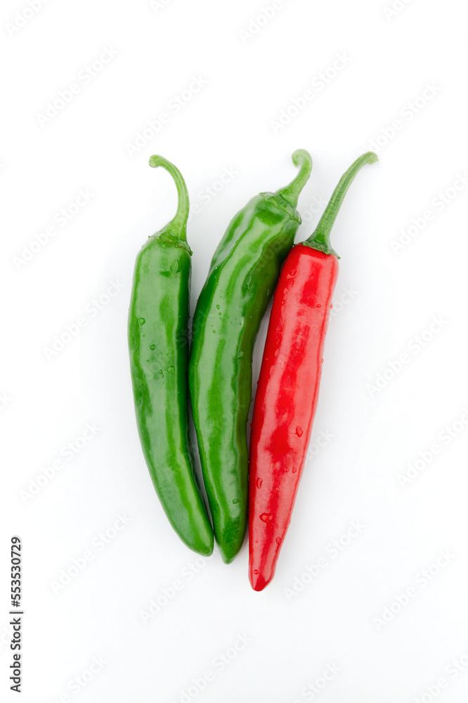 Green pepper and red pepper.