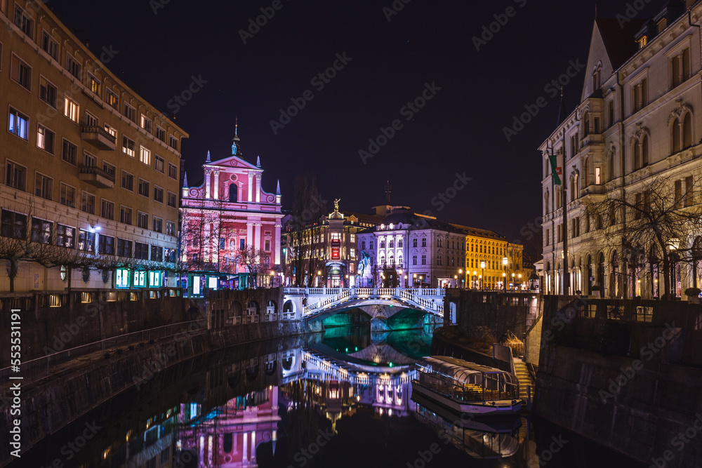 Wall Mural River canal in the old town of Ljubljana Slovenia