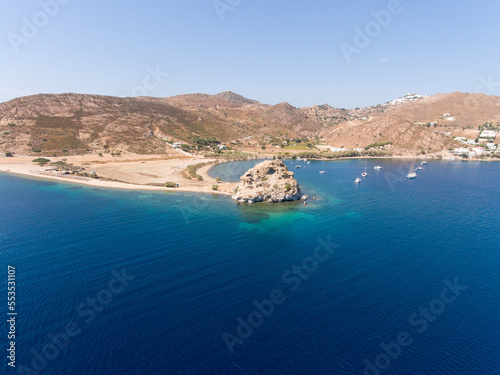 Aerial view of the coast of Patmos island, Greece