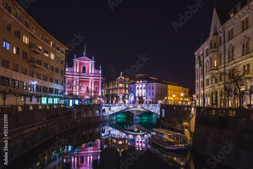 Photography River canal in the old town of Ljubljana Slovenia