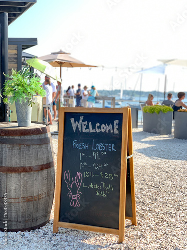 restaurant menu on the blackboard, pepperrell cove marine, kittery Point, beach cove photo