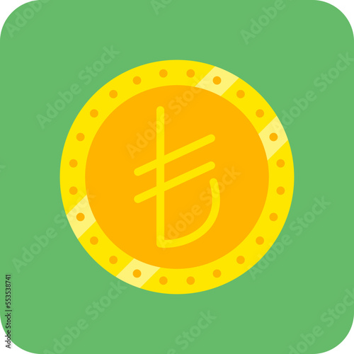 Turkish Lira Multicolor Round Corner Flat Icon