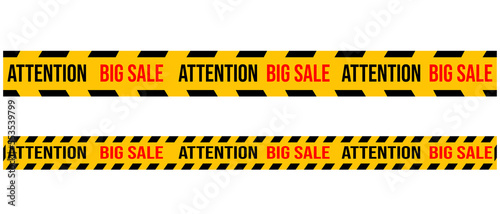 Big sale Warning tapes set. Vector illustration. Yellow security warning tapes set.
