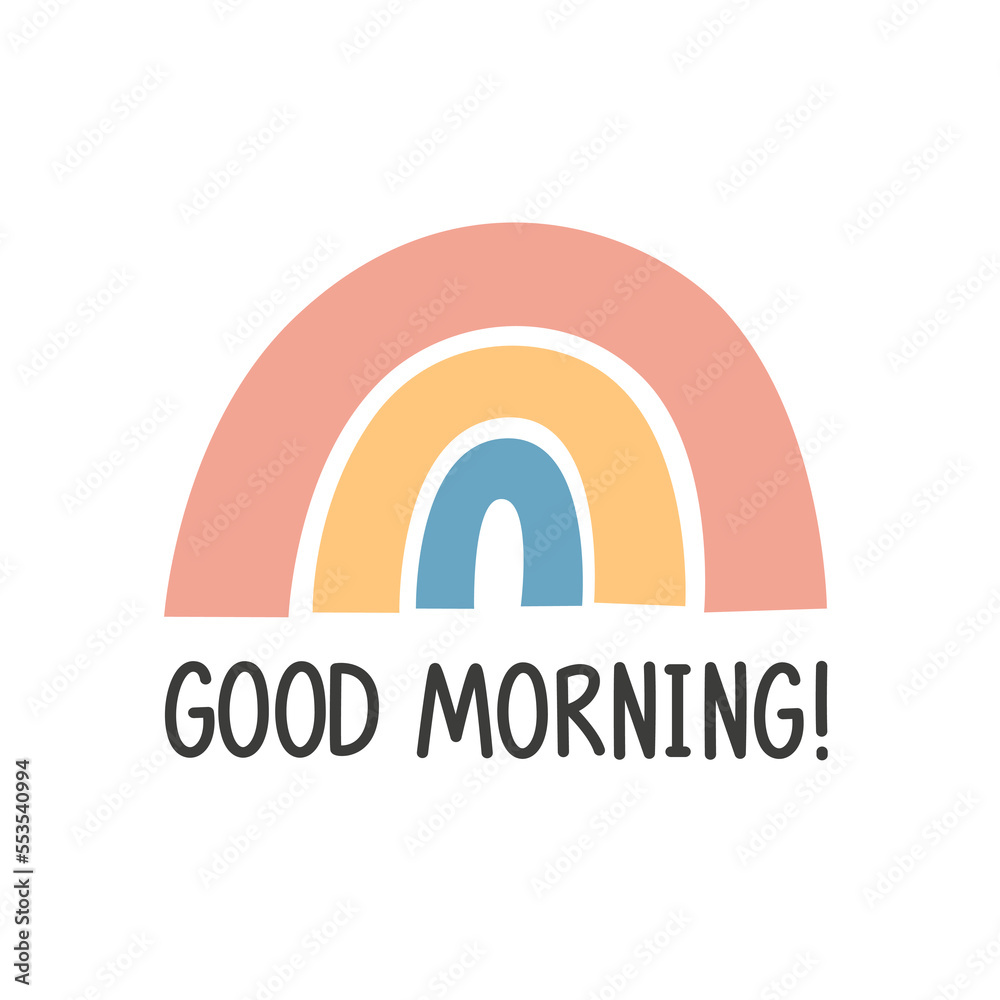 Simple scandinavian style rainbow for nursery decor. Good morning. Vector illustration Simple scandinavian style rainbow for nursery decor. Good morning. Vector illustration