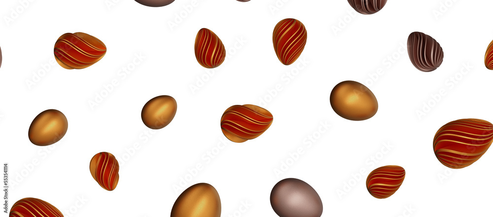 3d rendering of Easter elegant eggs with gold paint 3d rendering of Easter elegant eggs with gold paint