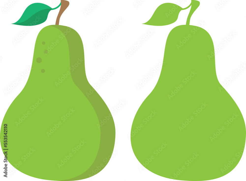 Pear detailed and silhouette vector graphic. Pear detailed and silhouette vector graphic.