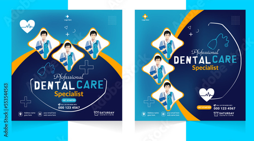 Medical healthcare flyer social media post template. health clinic social media post template.