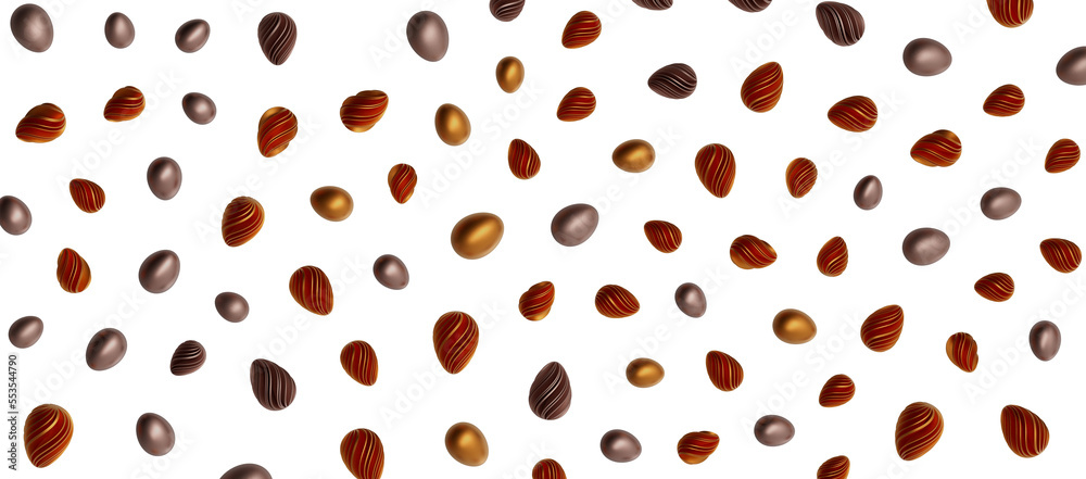 3d rendering of Easter elegant eggs with gold paint