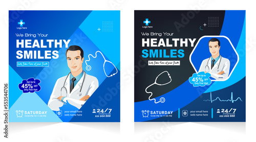 Medical healthcare flyer social media post template. health clinic social media post template.