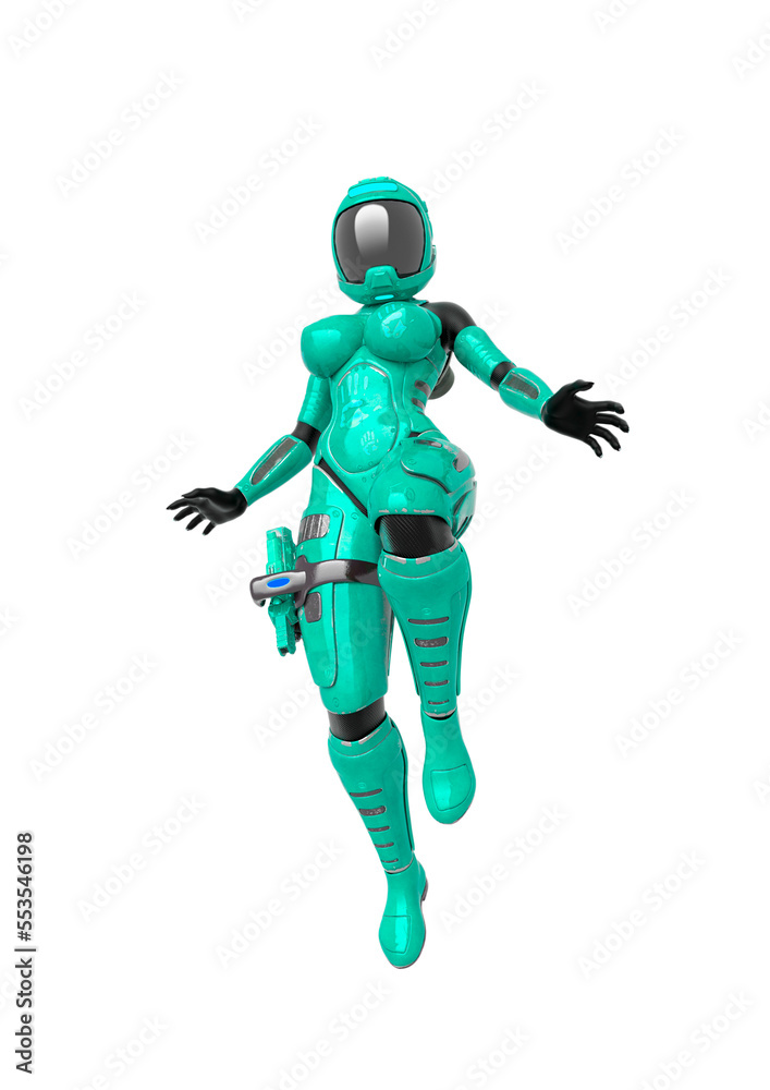 coolest astronaut girl is landing in white background coolest astronaut girl is landing in white background