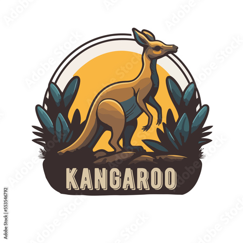 kangaroo wallaby australian animal wild character logo vector illustration